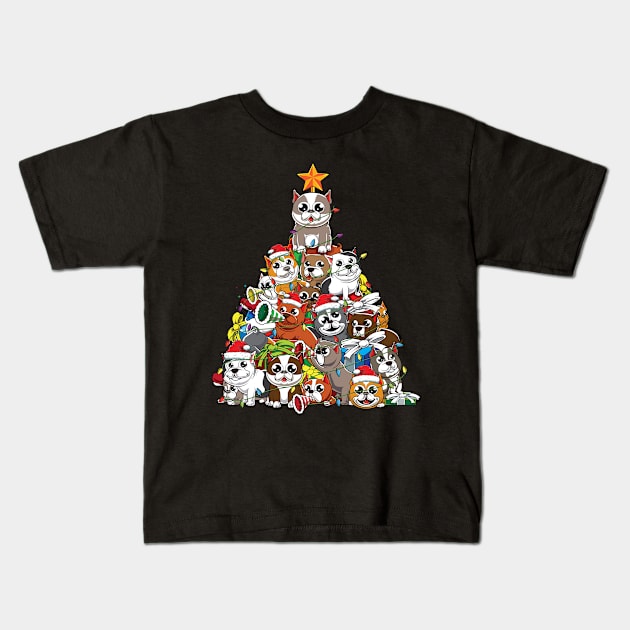 American pits bully dog breed Christmas Tree - Xmas Pitbull Kids T-Shirt by tmuzaa